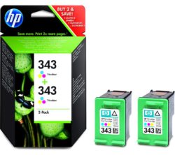 HP 343 Tri-colour Ink Cartridge - Twin Pack